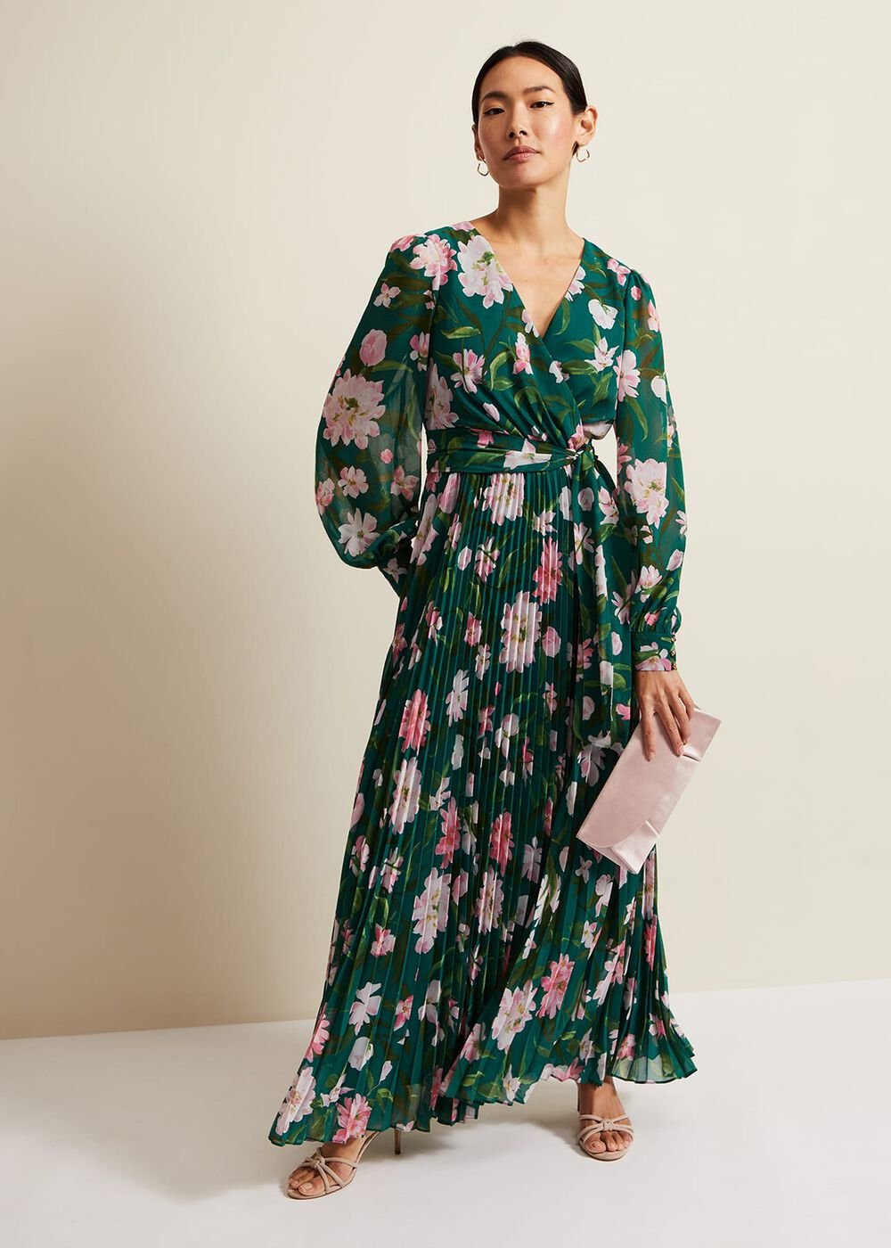 Rosa Floral Pleat Maxi Dress Multi-Coloured