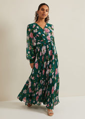 Petite Rosa Floral Pleat Maxi Dress Multi-Coloured