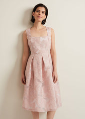 Jacesta Jacquard Fit And Flare Dress Pale Pink