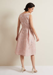 Jacesta Jacquard Fit And Flare Dress Pale Pink