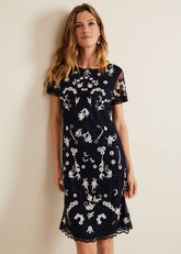 Florisa Embroidered Dress Navy