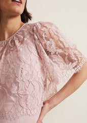 Lynette Lace Double Layer Dress Pale Pink