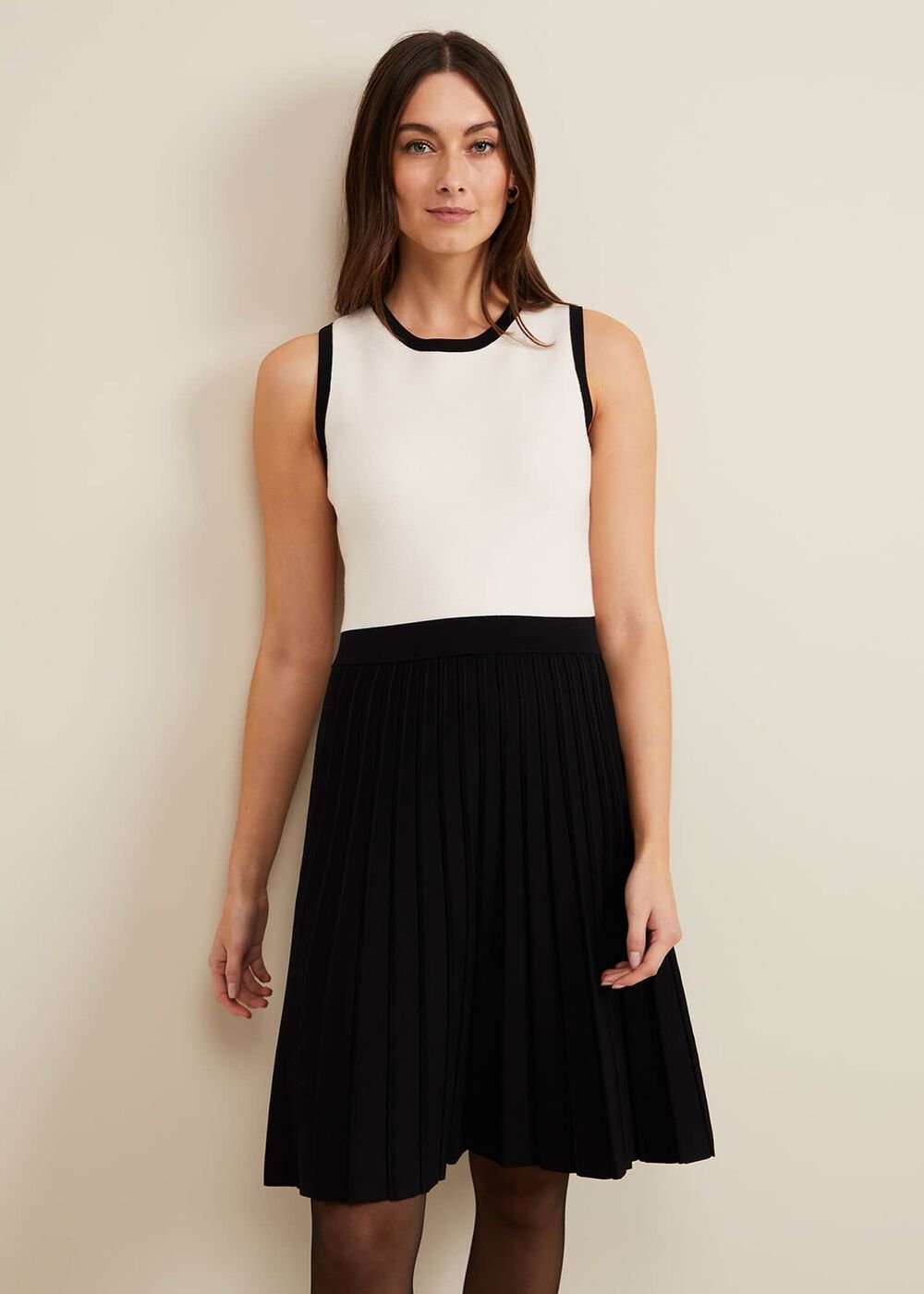 Libby Textured Knit Dress Black/Ivory