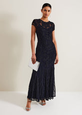 Luana Tapework Maxi Dress Navy