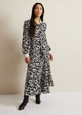 Bonnie Black Bow Shirt Midi Dress Black/Ivory