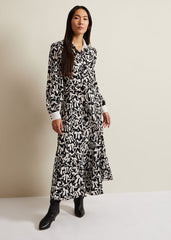 Bonnie Black Bow Shirt Midi Dress Black/Ivory