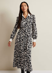 Bonnie Black Bow Shirt Midi Dress Black/Ivory