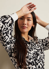 Bonnie Black Bow Shirt Midi Dress Black/Ivory