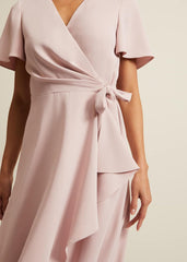 Julissa Frill Wrap Midi Dress Antique Rose