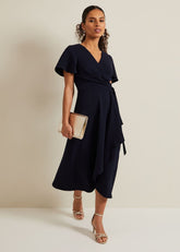 Petite Julissa Wrap Dress Navy