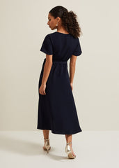Petite Julissa Wrap Dress Navy