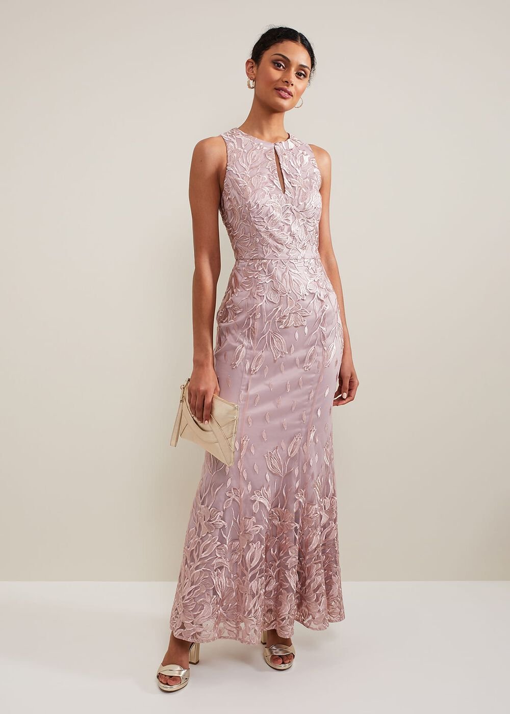 Jaclyn Embroidered Maxi Dress Pale Pink