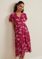 Petite Nadine Ruffle Print Dress Multi-Coloured