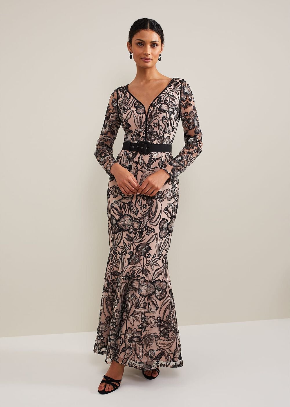 Nola V-Neck Embroidered Maxi Dress Multi-Coloured