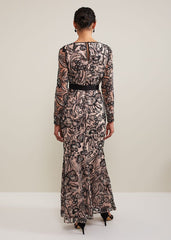 Nola V-Neck Embroidered Maxi Dress Multi-Coloured