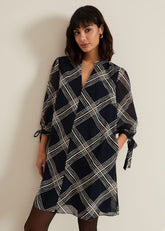 Cora Check Navy Tunic Dress Navy