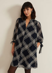 Cora Check Navy Tunic Dress Navy