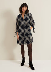 Cora Check Navy Tunic Dress Navy