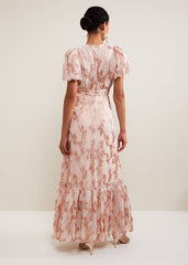 Genette Jacquard Maxi Dress Pale Pink
