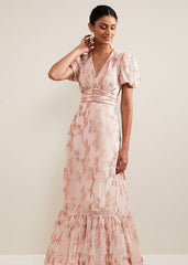 Genette Jacquard Maxi Dress Pale Pink