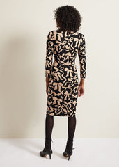 Brooke Jersey Bow Bodycon Midi Dress Black/Nude