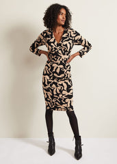 Brooke Jersey Bow Bodycon Midi Dress Black/Nude
