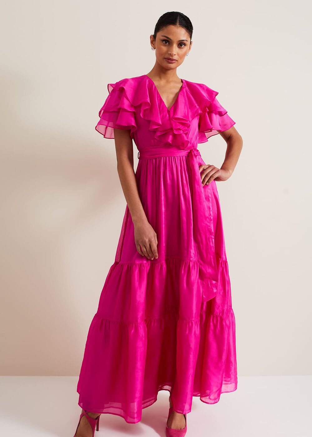 Mabelle Organza Maxi Dress Fuchsia