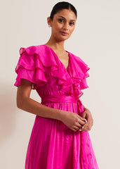 Mabelle Organza Maxi Dress Fuchsia