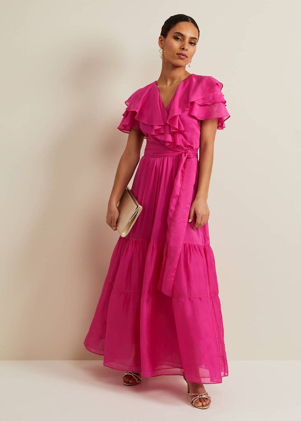 Petite Mabelle Organza Maxi Dress Fuchsia