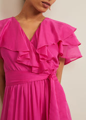 Petite Mabelle Organza Maxi Dress Fuchsia