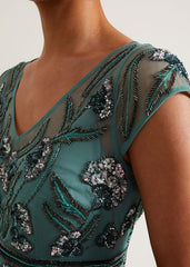Evonne Beaded Maxi Dress Light Green