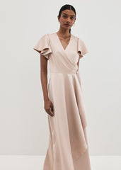 Arabella Satin Maxi Dress Latte