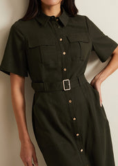 Willow Midi Utility Dress Green