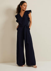 Petite Kallie Frill Jumpsuit Navy