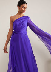 Darby Silk One Shoulder Maxi Dress Purple