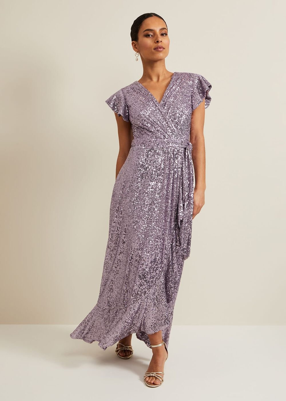 Petite Carina Sequin Maxi Dress Purple
