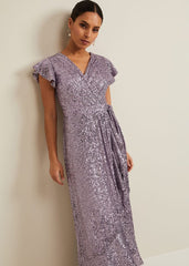 Petite Carina Sequin Maxi Dress Purple