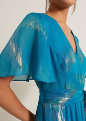 Charissa Silk Maxi Dress Blue