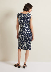 Josey Jersey Spot Bodycon Midi Dress Navy/Ivory