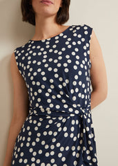 Josey Jersey Spot Bodycon Midi Dress Navy/Ivory