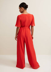 Petite Kendall Pleat Jumpsuit Orange