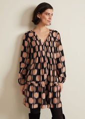 Penele Spot Swing Dress Black/Multi