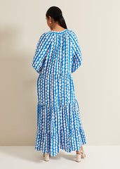 Petite Lara Midaxi Dress Blue/Ivory