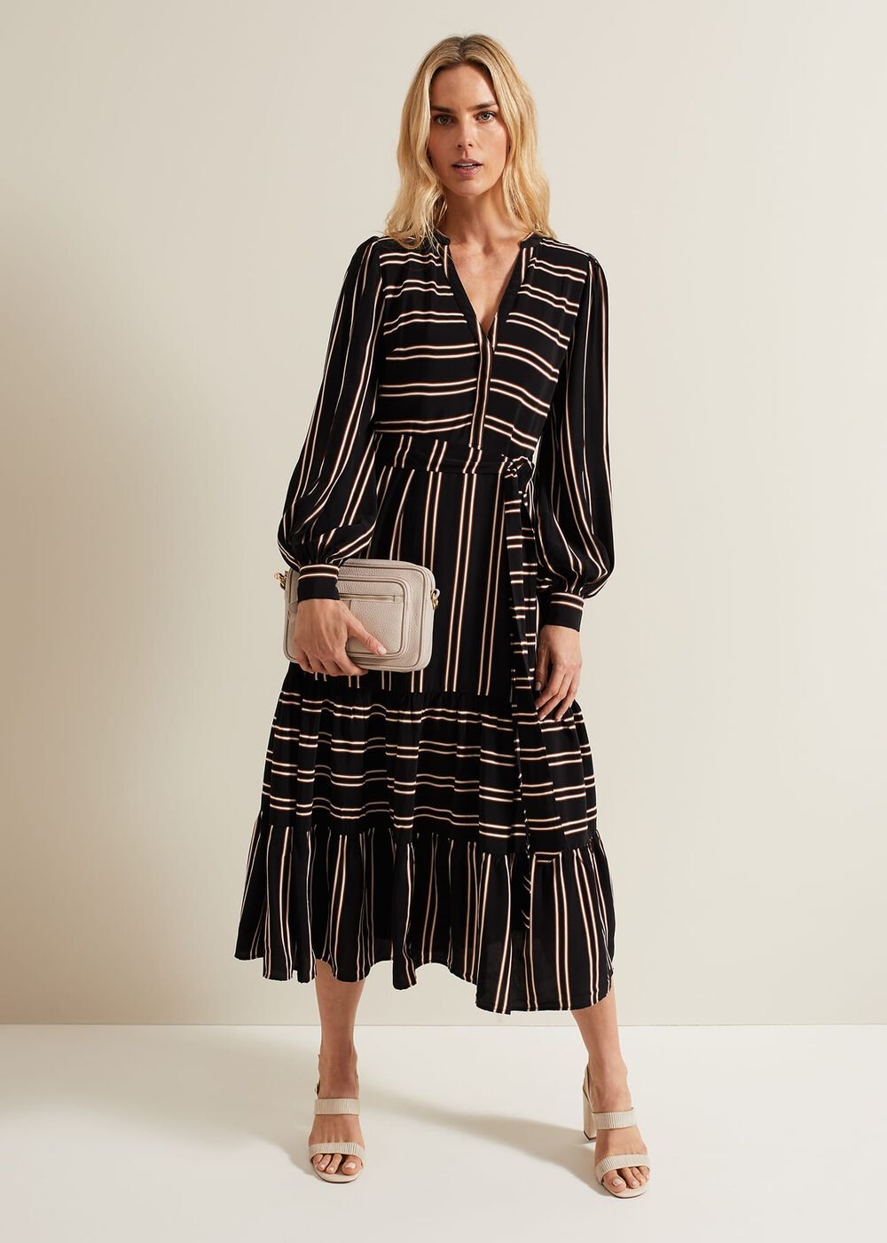 Laura Stripe Midaxi Dress Black/Multi