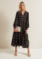 Laura Stripe Midaxi Dress Black/Multi