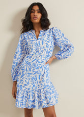 Hermoine Cotton Swing Dress Blue