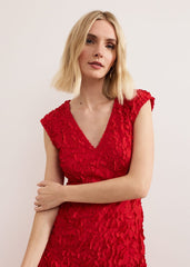 Charlene Ruffle Maxi Dress Red