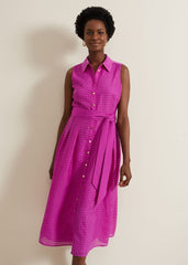 Carey Sleeveless Check Midi Dress Pink