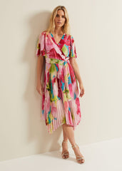 Kendall Floral Pleat Midi Dress Multi-Coloured