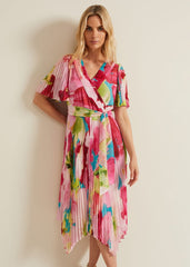 Kendall Floral Pleat Midi Dress Multi-Coloured